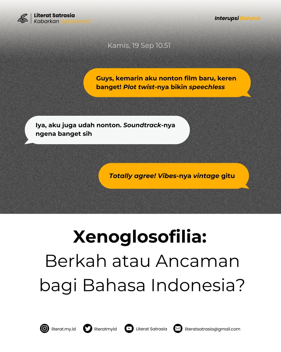 Xenoglosofilia, sebuah kecenderungan menggunakan kata-kata aneh atau asing terutama dengan cara yang tidak wajar. Berkah atau ancaman bagi bahasa Indonesia?