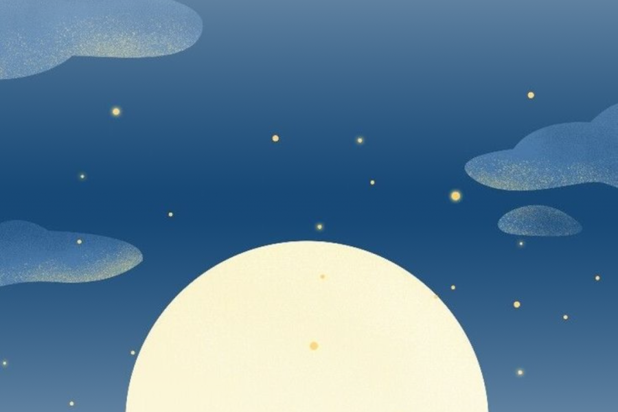 Gambar langit malam dengan rembulan. Ini adalah sampul tulisan puisi Gumamku, ya Allah pada rubrik Koleksi/Antologi di website Literat.my.id