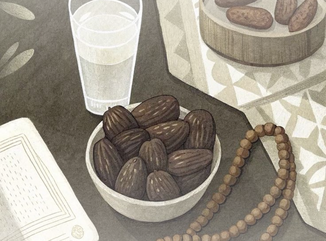 Gambar meja makan dengan suasana Ramadhan. Ini adalah sampul tulisan puisi Ode Ramadhan pada rubrik Koleksi/Antalogi di website Literat.my.id