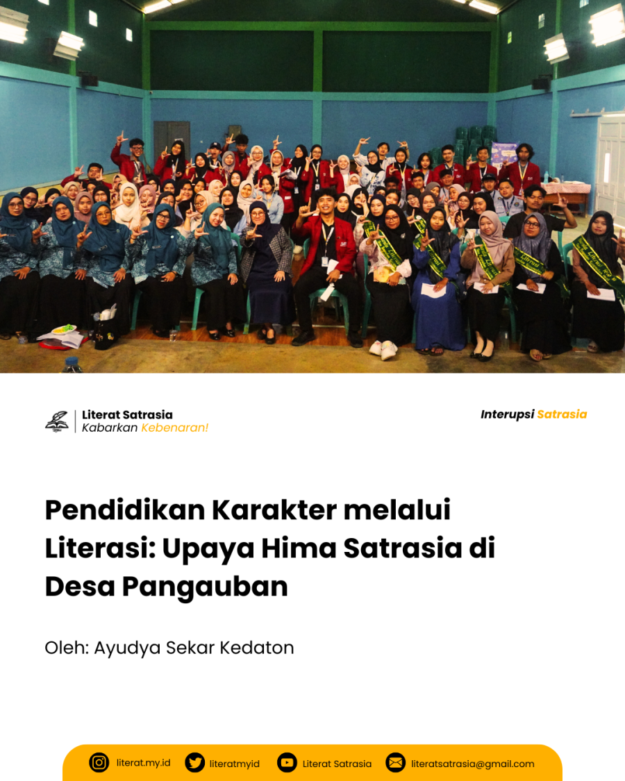 Seminar P2M tentang pendidikan karakter melalui literasi. Sebuah upaya Hima Satrasia di Desa Pangauban. LITERAT.
