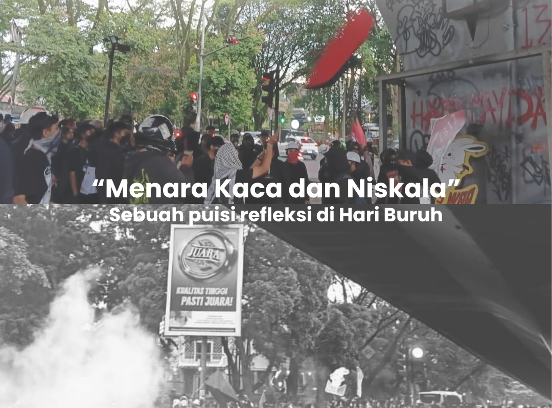 Puisi “Menara Kaca dan Niskala” menggambarkan ketimpangan sosial yang tajam antara kemewahan kekuasaan dan penderitaan rakyat kecil.