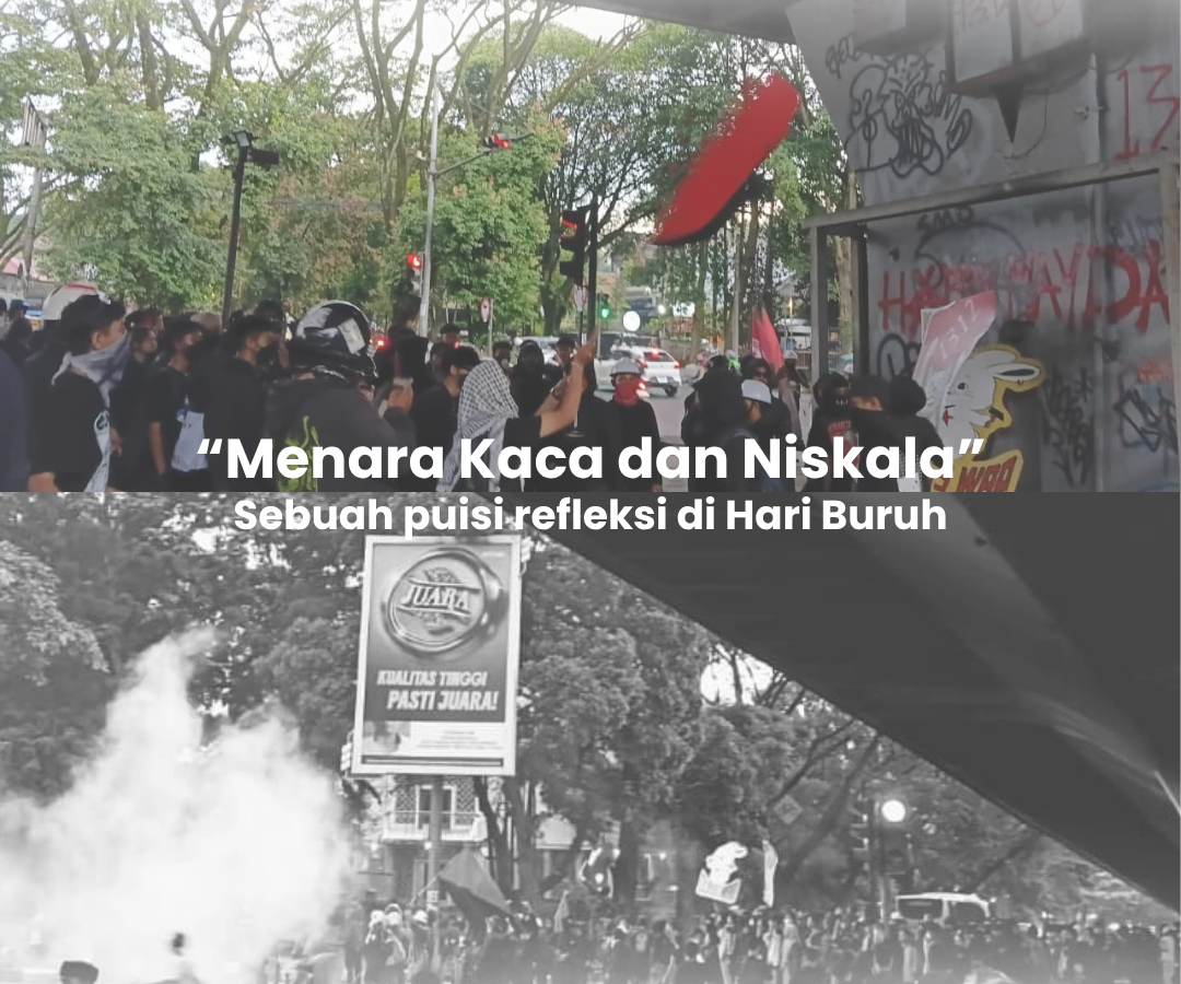 Puisi “Menara Kaca dan Niskala” menggambarkan ketimpangan sosial yang tajam antara kemewahan kekuasaan dan penderitaan rakyat kecil.