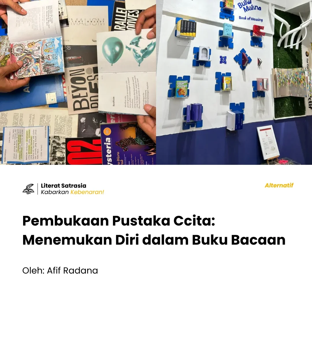 Minggu (3/5/2026), The Hallway Space, Kosambi, menyelenggarakan rangkaian acara pembukaan perpustakaan. Acara tersebut diisi dengan diskusi, peluncuran buku, galeri lukisan, lotre puisi, pop-up, dan penampilan musik. Perpustakaan dengan tema baru, mengajak pengunjung untuk mengenal buku yang dekat dengan kepribadian mereka.