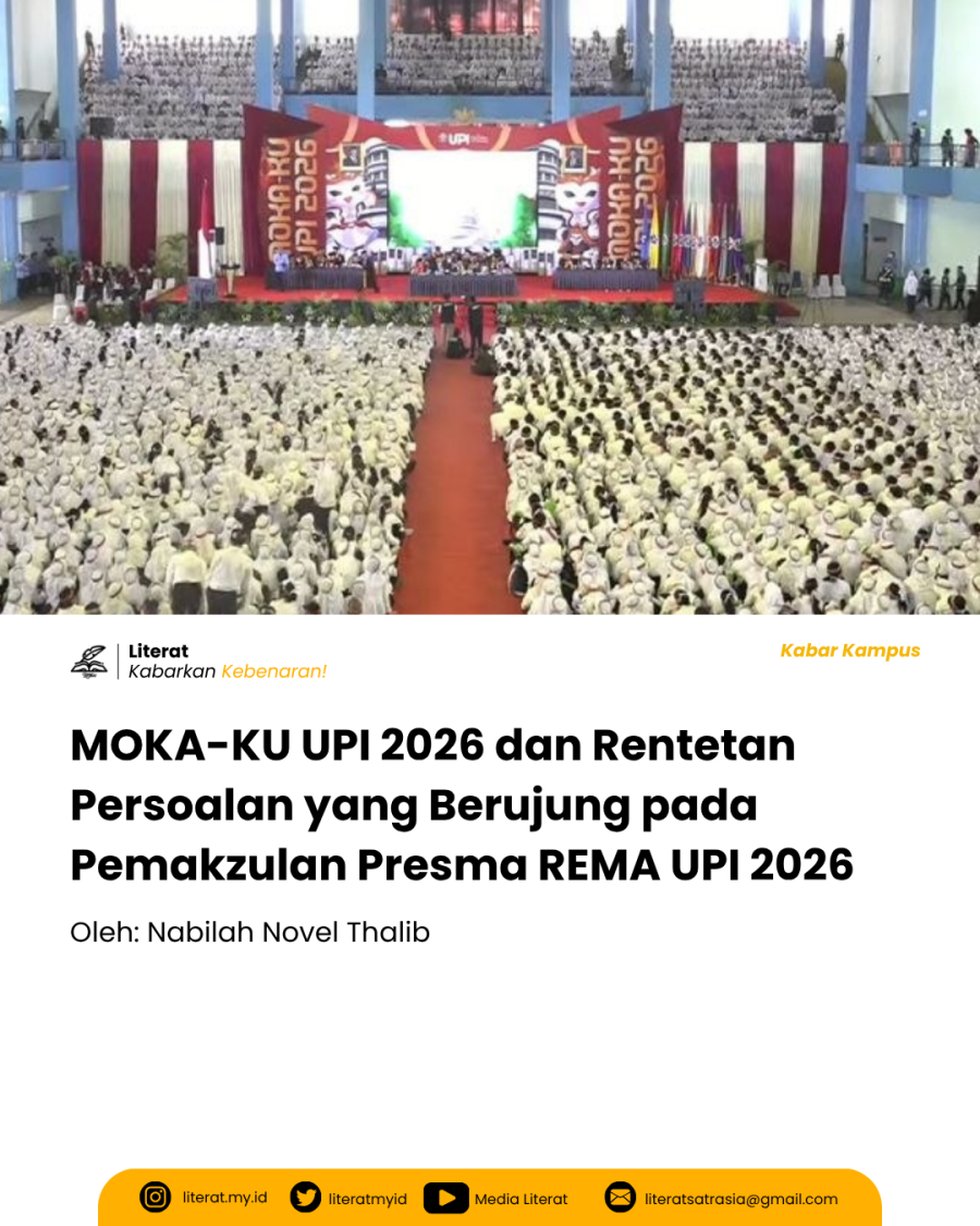 MOKA-KU UPI 2026 diwarnai polemik anggaran Creative Media, persoalan komunikasi dan pengambilan keputusan, hingga pemakzulan Presma REMA UPI.
